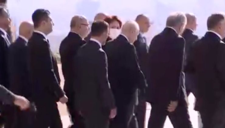 Meral Akşener ve Devlet Bahçeli Anıtkabir ziyaretinde tokalaştı