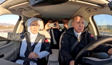 Cumhurbaşkanı Erdoğan’ın Togg’u kullandığı görüntüler