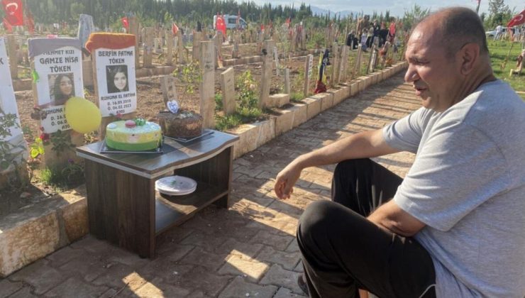 Adıyamanlı depremzede baba, kaybettiği kızının doğum gününü mezarının başında kutladı