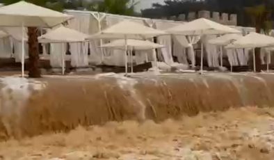 Edirne’de yağış sonrası turistik tesisler su altında kaldı