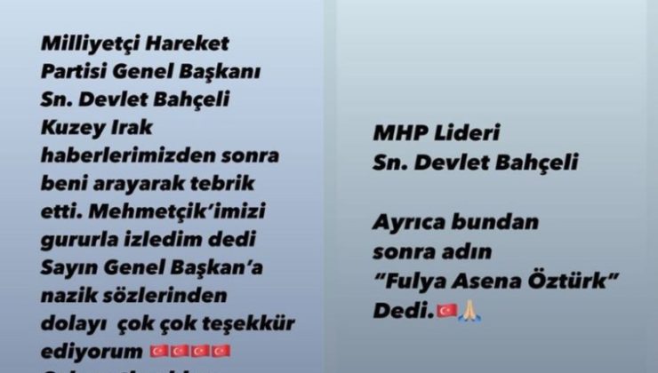 MHP Lideri Bahçeli’den Fulya Öztürk’e Yeni İsim: ‘Bundan Sonra Senin Adın…